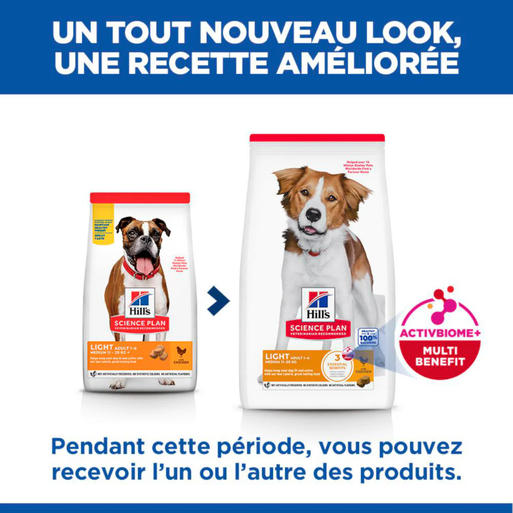 HILL'S Science Plan Light Medium Adult au Poulet - Croquettes pour chien