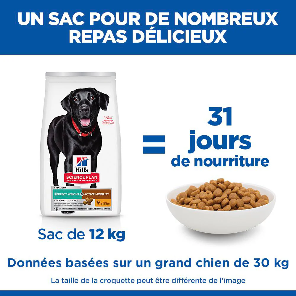 Hill's Science Plan Perfect Weight & Active Mobility Large Adult au poulet - croquettes chien - Image 3